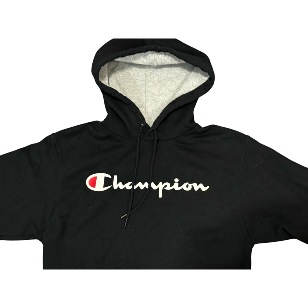 Champion Men's Black Hoodie Large Print Logo Size Small EUC - Picture 3 of 9